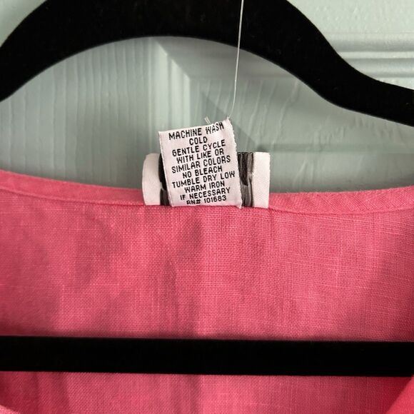 Toofan Womens Linen Pink V-Neck Tunic Blouse XL Relaxed Lagenlook Coastal - Picture 5 of 11